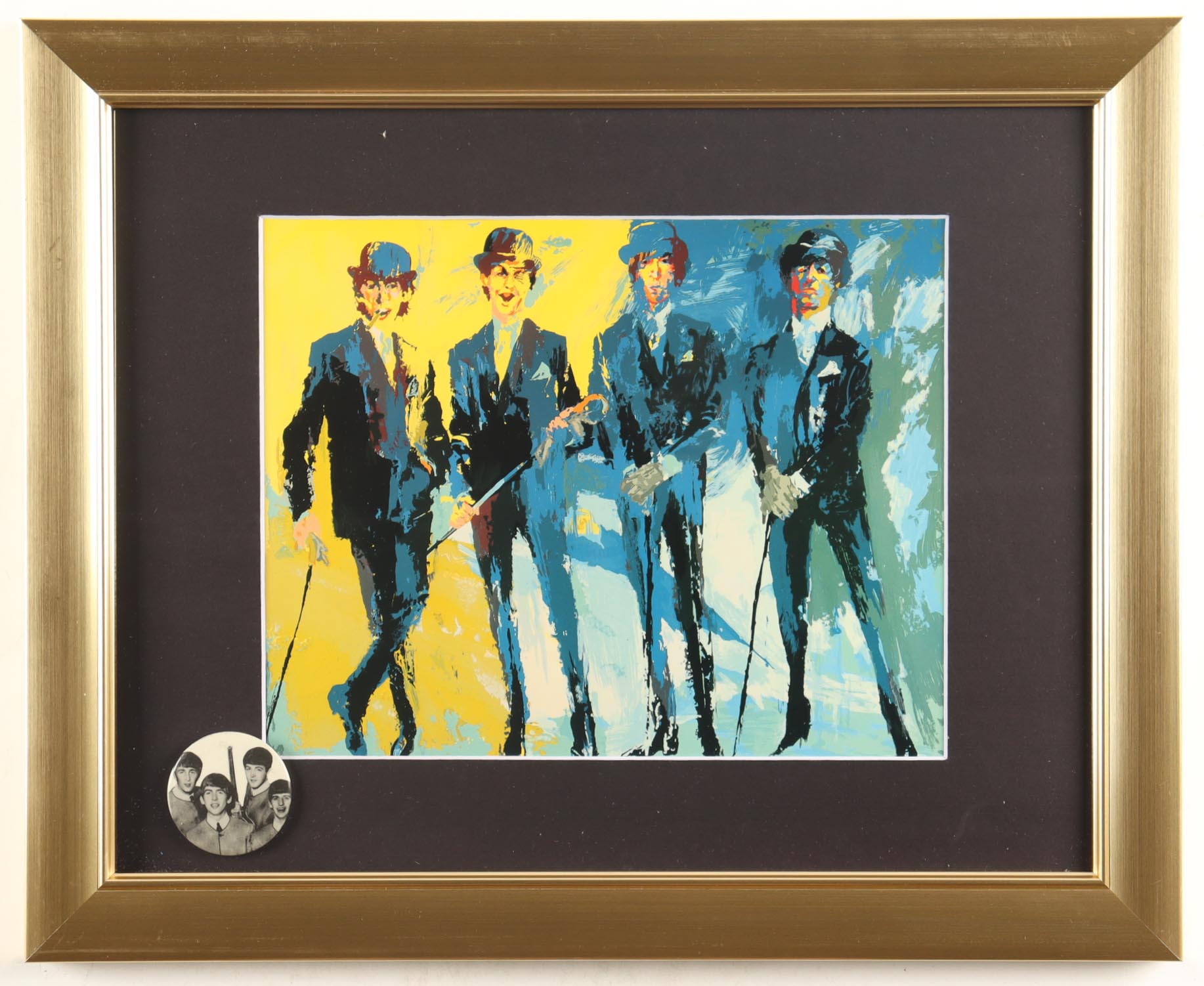 "The Beatles" Signed Custom Framed LeRoy Neiman Art Print Display at PristineAuction.com "The Beatles" Signed Custom Framed LeRoy Neiman Art Print Display at PristineAuction.com