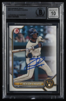 Jackson Chourio Signed 2022 Bowman Draft #BD115 RC (BGS) at PristineAuction.com