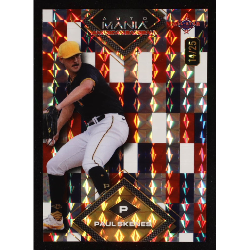 Paul Skenes 2024 Wild Card Auto Mania American Baseball Diamond Red White Blue Pattern Mosaic #AMAD-PS3 RC #14/25 at PristineAuction.com