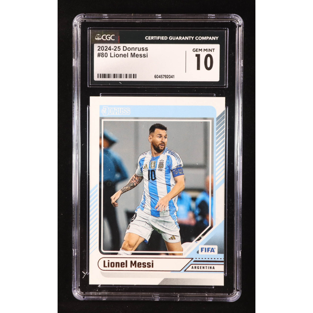 Lionel Messi 2024-25 Donruss Silver #80 (CGC 10) at PristineAuction.com