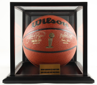 Larry Bird & Magic Johnson Signed NBA Trophy Edition Basketball with Display Case (Beckett & PSA) at PristineAuction.com