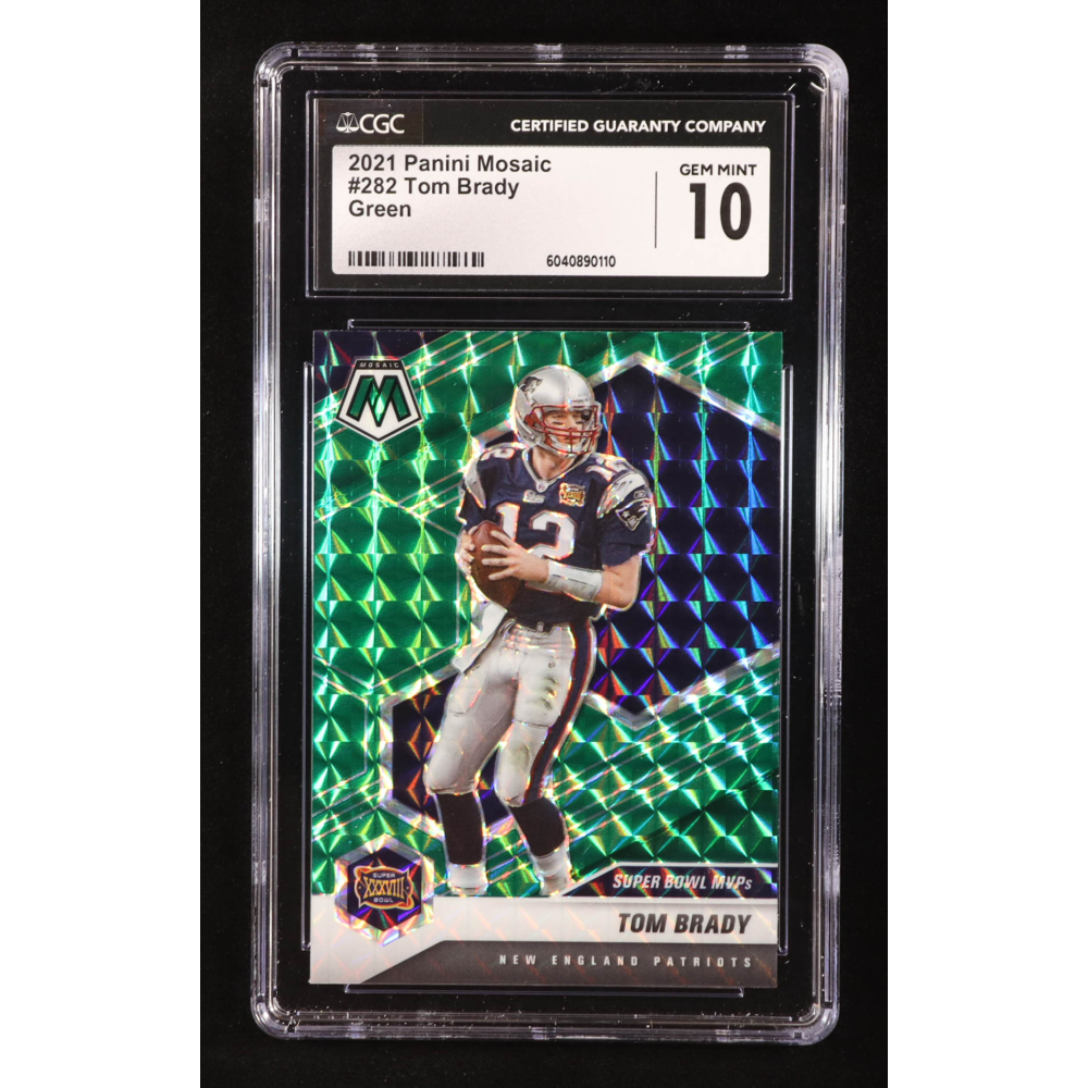 Tom Brady 2021 Panini Mosaic Mosaic Green #282 MVP (CGC 10) at PristineAuction.com