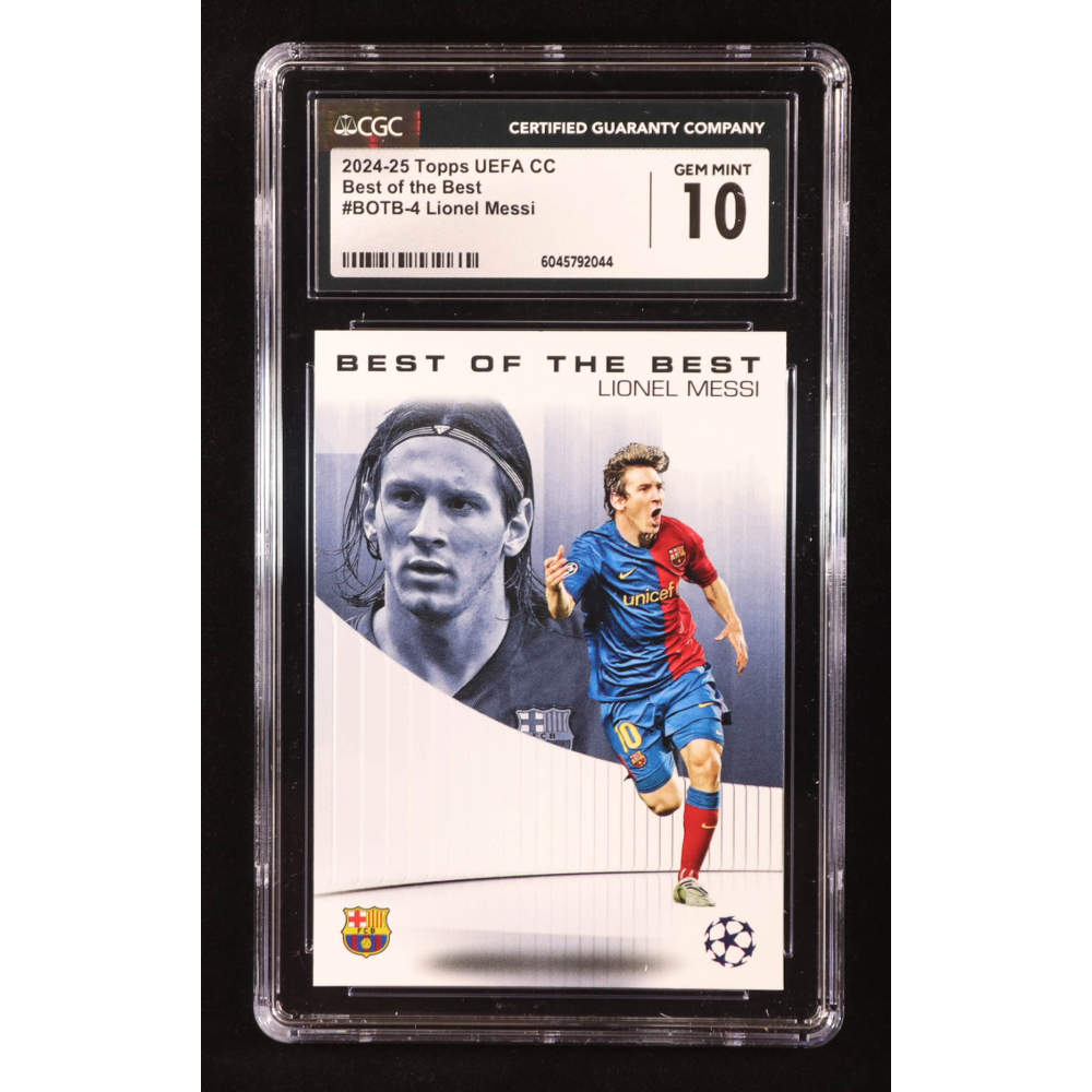 Lionel Messi 2024-25 Topps UEFA Club Competitions Best of the Best UCL Legends #BOTB4 (CGC 10) at PristineAuction.com