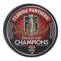 Brad Marchand Signed Panthers 2025 Stanley Cup Champions Logo Hockey Puck (Marchand) at PristineAuction.com