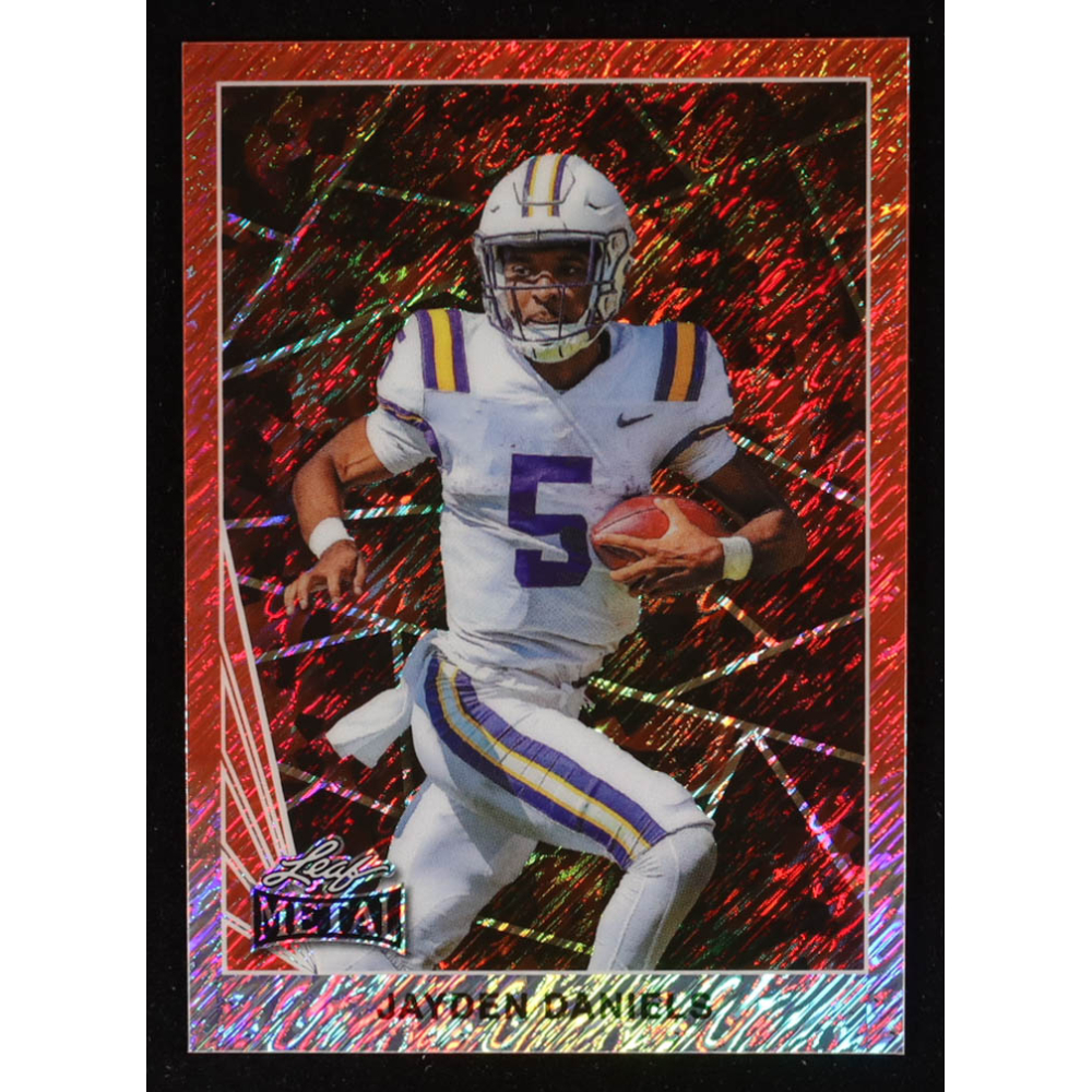 Jayden Daniels 2024 Leaf Collective Promo '90 Leaf Shimmer Orange #90B3 RC #256/299 at PristineAuction.com