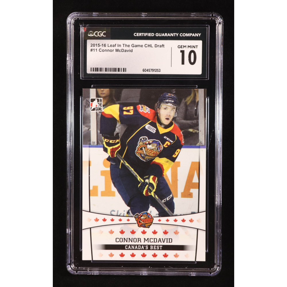 Connor McDavid 2015-16 Leaf In the Game CHL Draft #11 RC (CGC 10) at PristineAuction.com