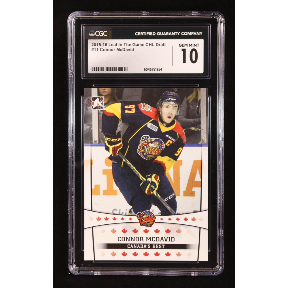 Connor McDavid 2015-16 Leaf In the Game CHL Draft #11 RC (CGC 10) at PristineAuction.com