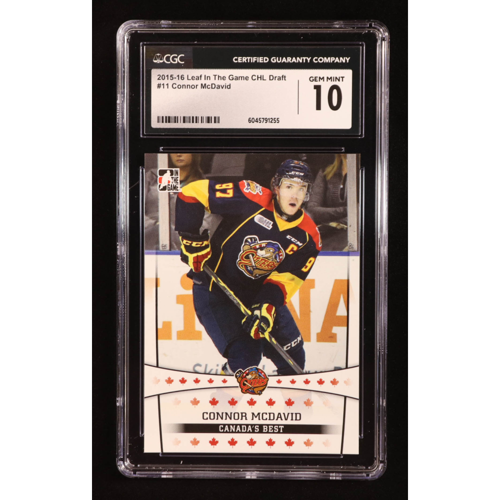 Connor McDavid 2015-16 Leaf In the Game CHL Draft #11 RC (CGC 10) at PristineAuction.com