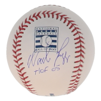 Wade Boggs Signed OML Hall of Fame Logo Baseball Inscribed "HOF 05" with Display Case (Beckett) at PristineAuction.com