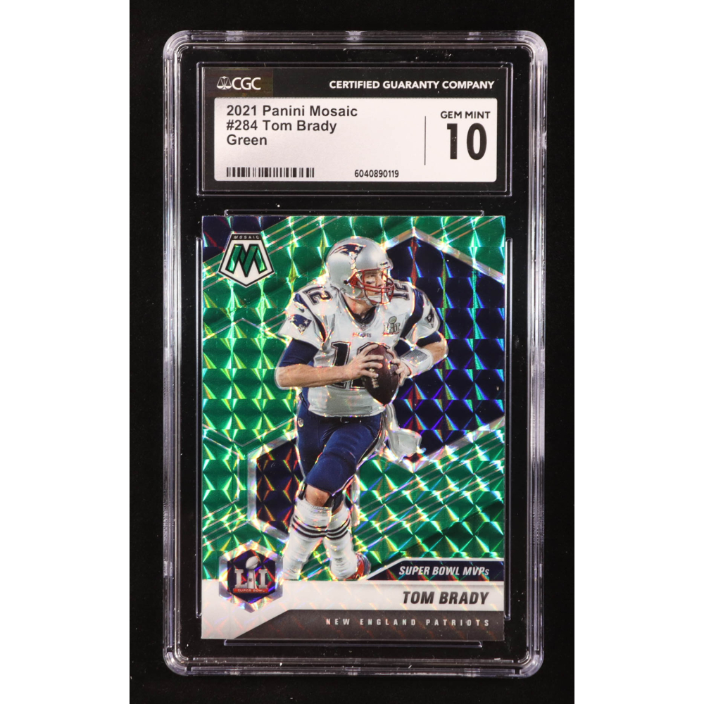 Tom Brady 2021 Panini Mosaic Mosaic Green #284 MVP (CGC 10) at PristineAuction.com