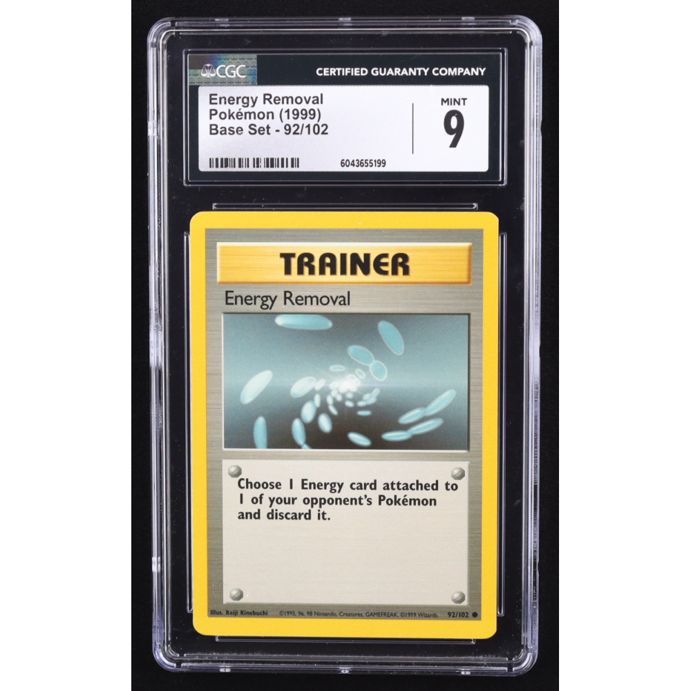 Energy Removal Pokemon 1999 Base Unlimited #92 (CGC 9) at PristineAuction.com