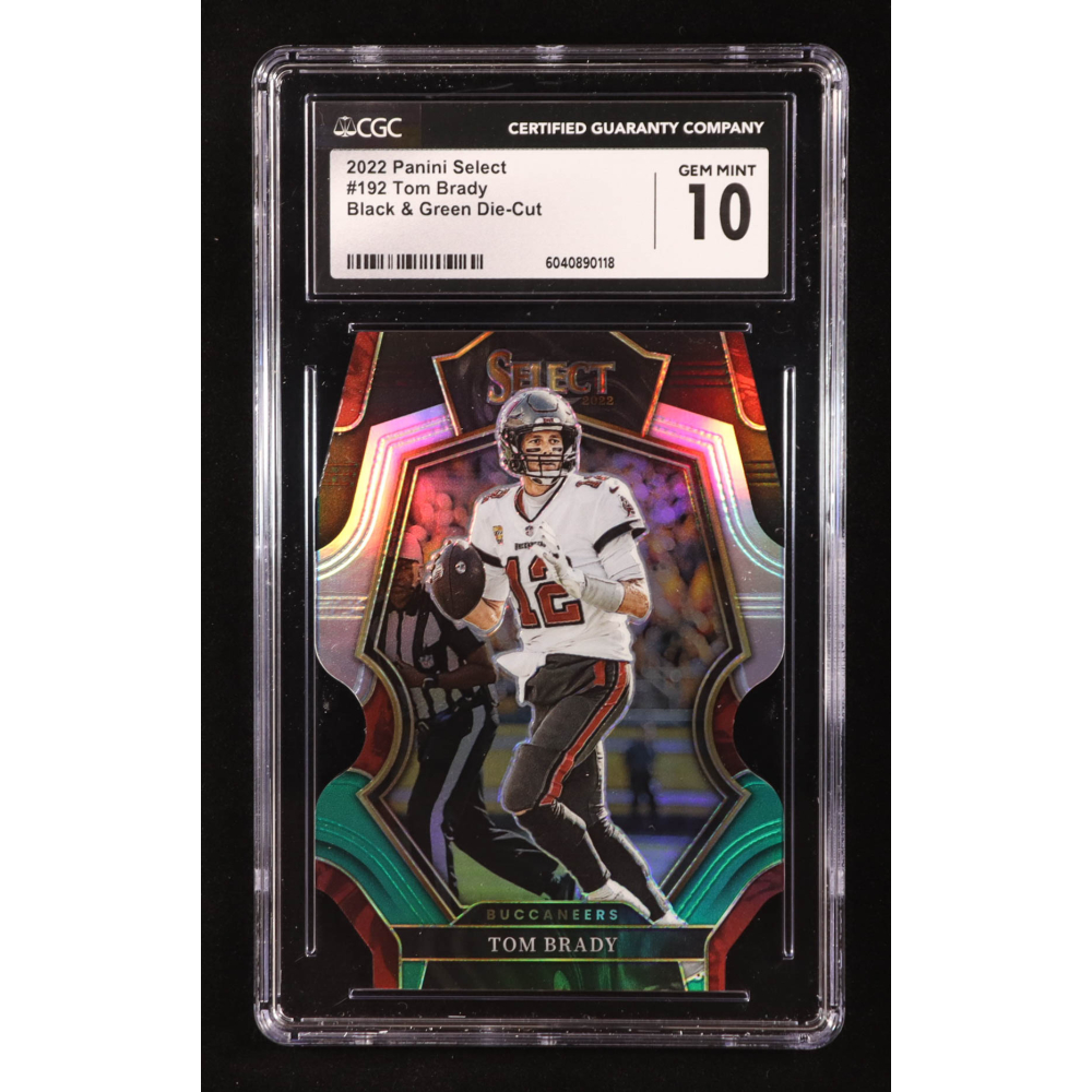 Tom Brady 2022 Select Prizm Black and Green Die Cut #192 (CGC 10) at PristineAuction.com