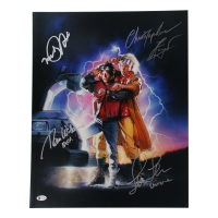 "Back To The Future" 16x20 Photo Signed & Inscribed By (4) with Michael J. Fox, Christopher Lloyd, Thomas Wilson & Lea Thompson (Beckett) at PristineAuction.com