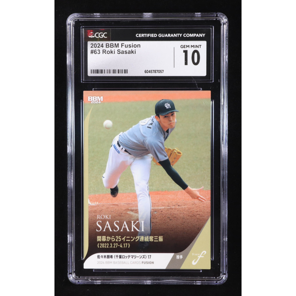 Roki Sasaki 2024 BBM Fusion #63 RC (CGC 10) at PristineAuction.com