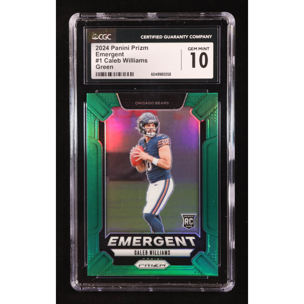 Caleb Williams 2024 Panini Prizm Emergent Prizms Green #1 RC (CGC 10) at PristineAuction.com