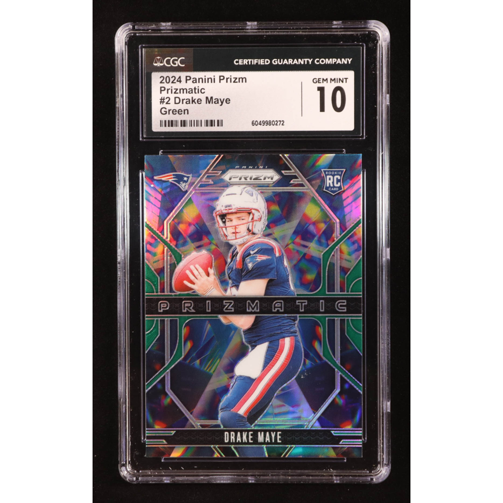 Drake Maye 2024 Panini Prizm Prizmatic Prizms Green #2 RC (CGC 10) at PristineAuction.com