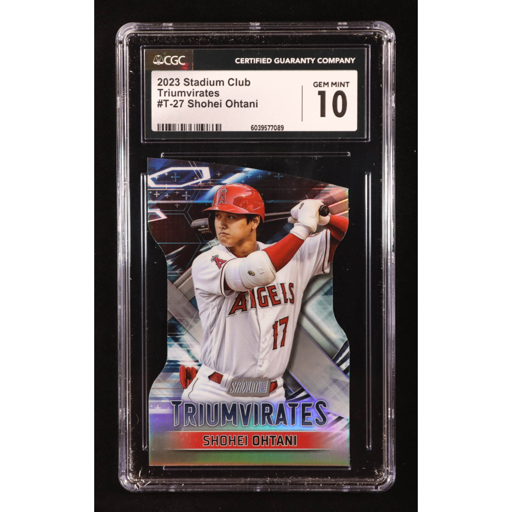 Shohei Ohtani 2023 Stadium Club Triumvirates #T27 (CGC 10) at PristineAuction.com