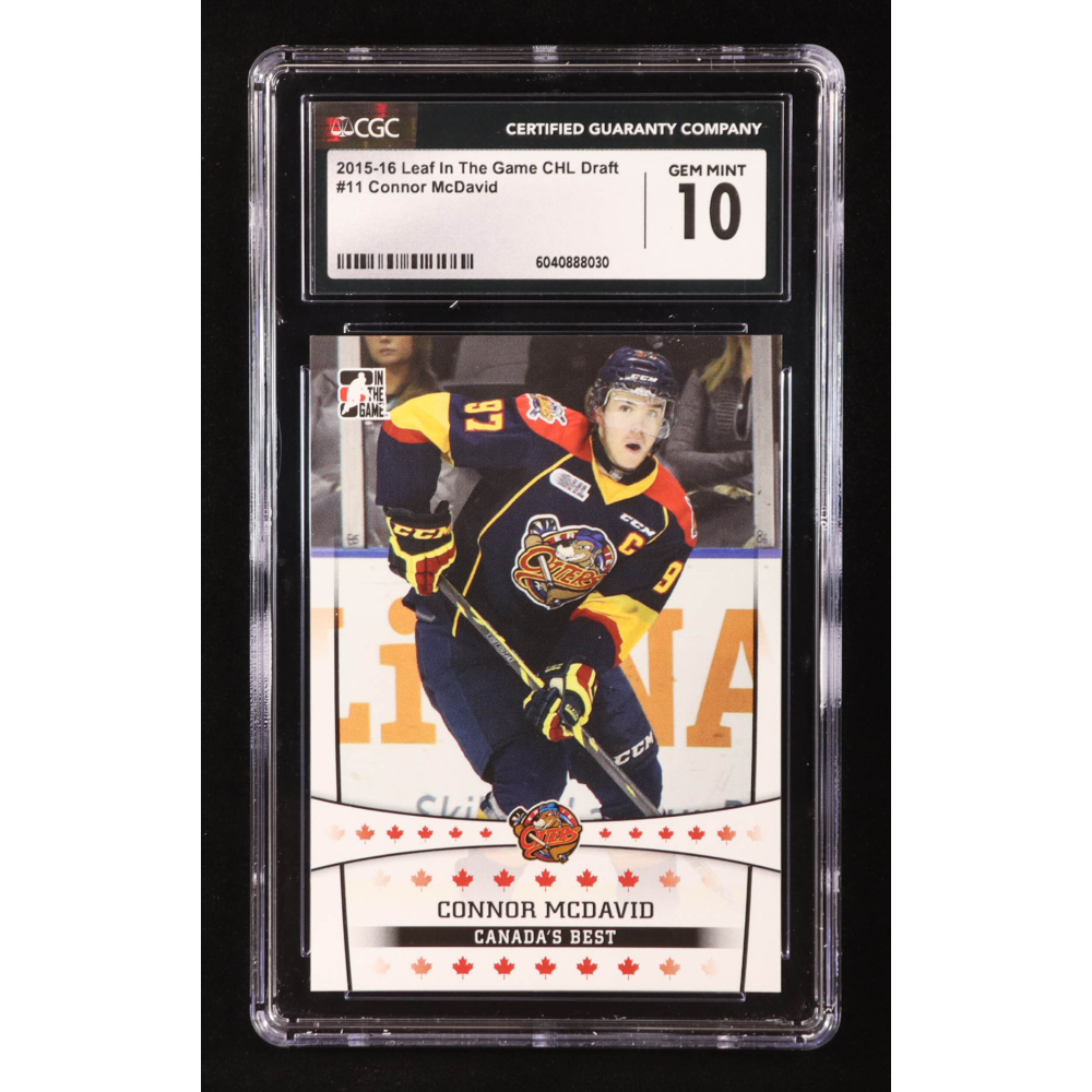 Connor McDavid 2015-16 Leaf In the Game CHL Draft #11 RC (CGC 10) at PristineAuction.com
