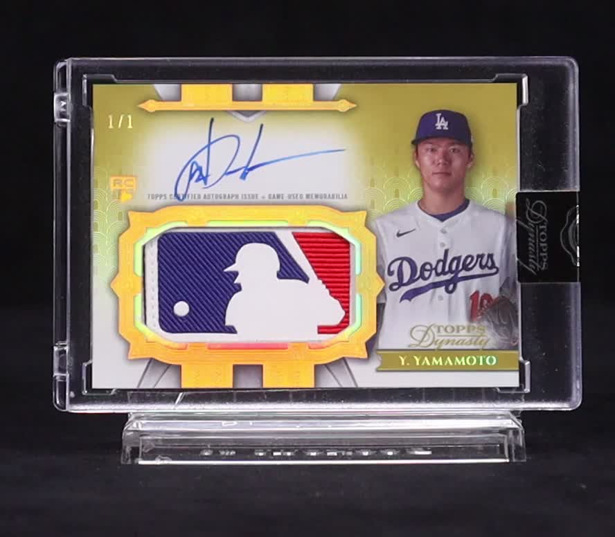 Yoshinobu Yamamoto 2024 Topps Dynasty MLB Logo Patch Autographs #AMLPYY RC #1/1 at PristineAuction.com