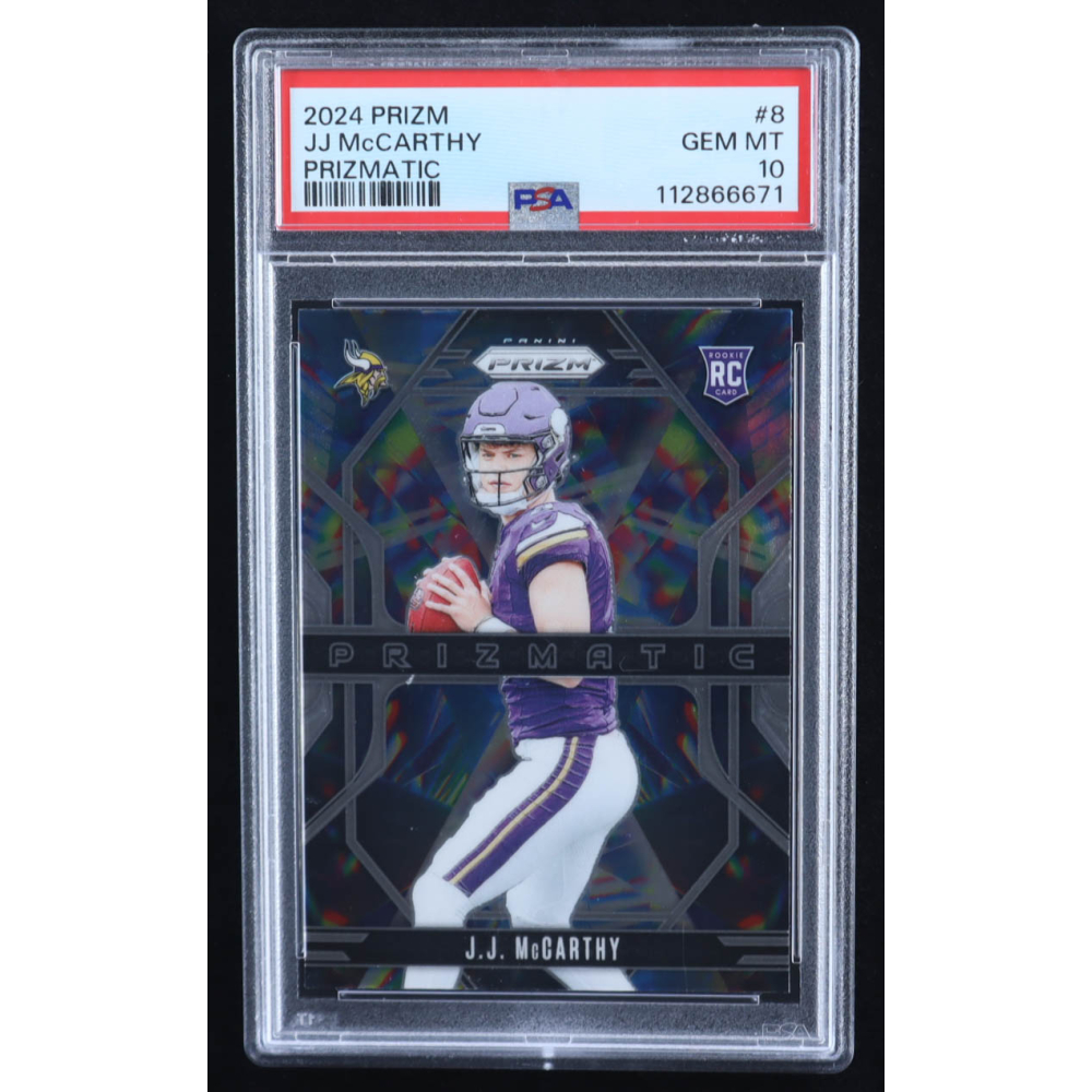 JJ McCarthy 2024 Panini Prizm Prizmatic #8 RC (PSA 10) at PristineAuction.com