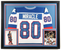 1980 "Miracle On Ice" Custom Framed Jersey Display Team-Signed by (19) with Mike Eruzione, Steve Janaszak, Bill Baker (Beckett) at PristineAuction.com