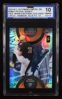 Paul Skenes 2024 Wild Card Auto Mania American Baseball Circle Painted Eagle 6 Blue Rainbow Foil #AMAC-PS #1/1 RC (ISA 10) at PristineAuction.com
