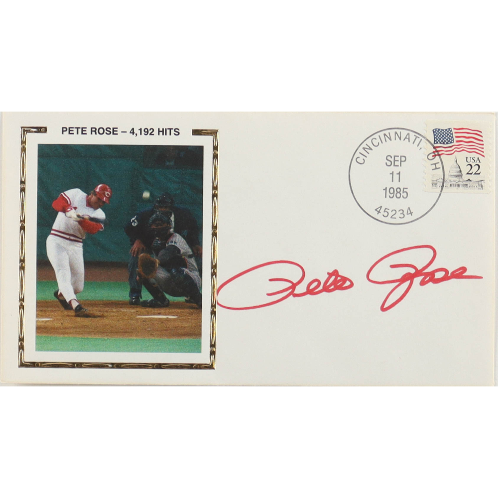 Pete Rose Signed Reds 1985 FDC Envelope (PSA) at PristineAuction.com