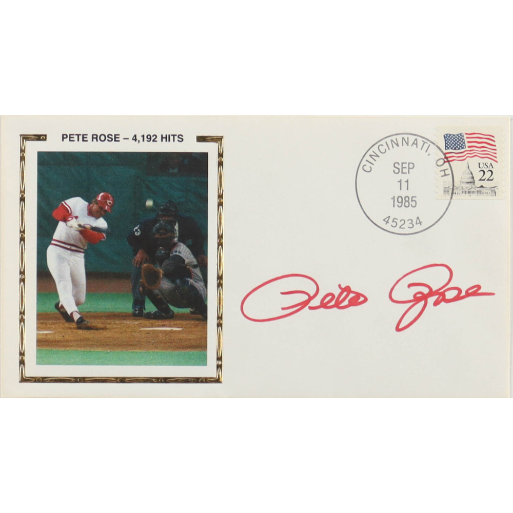 Pete Rose Signed Reds 1985 FDC Envelope (PSA) at PristineAuction.com