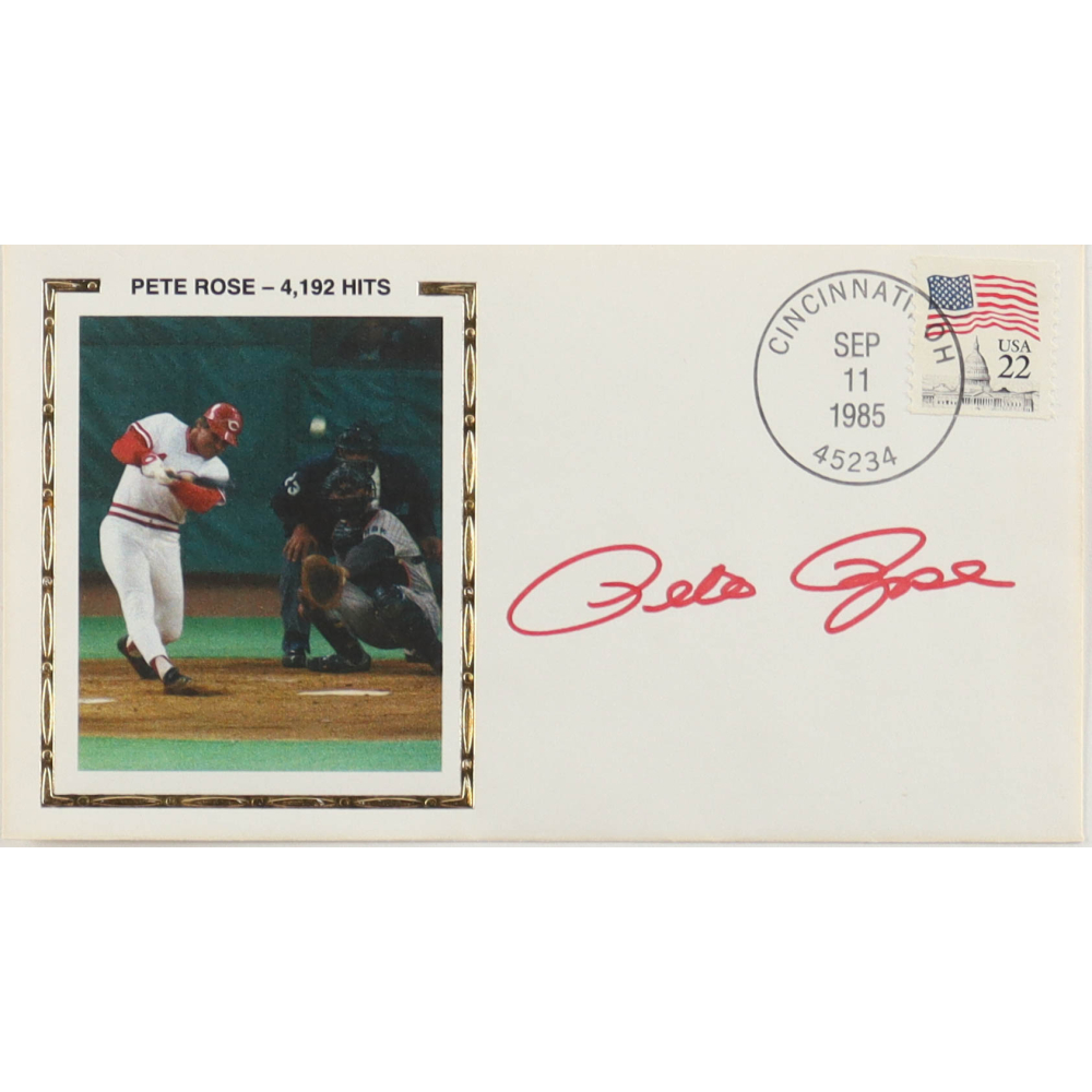 Pete Rose Signed Reds 1985 FDC Envelope (PSA) at PristineAuction.com
