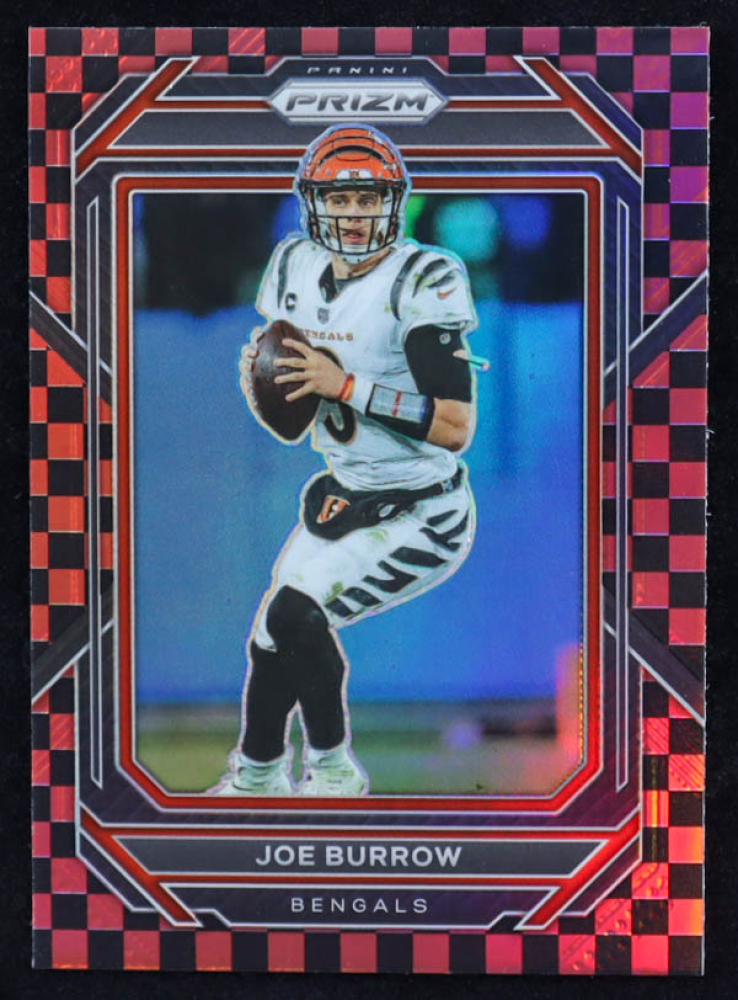 Joe Burrow 2022 Panini Prizm Prizms Black and Red Checker #56