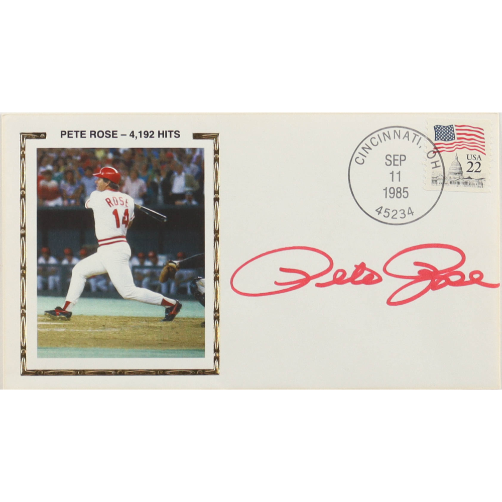 Pete Rose Signed Reds 1985 FDC Envelope (PSA) at PristineAuction.com
