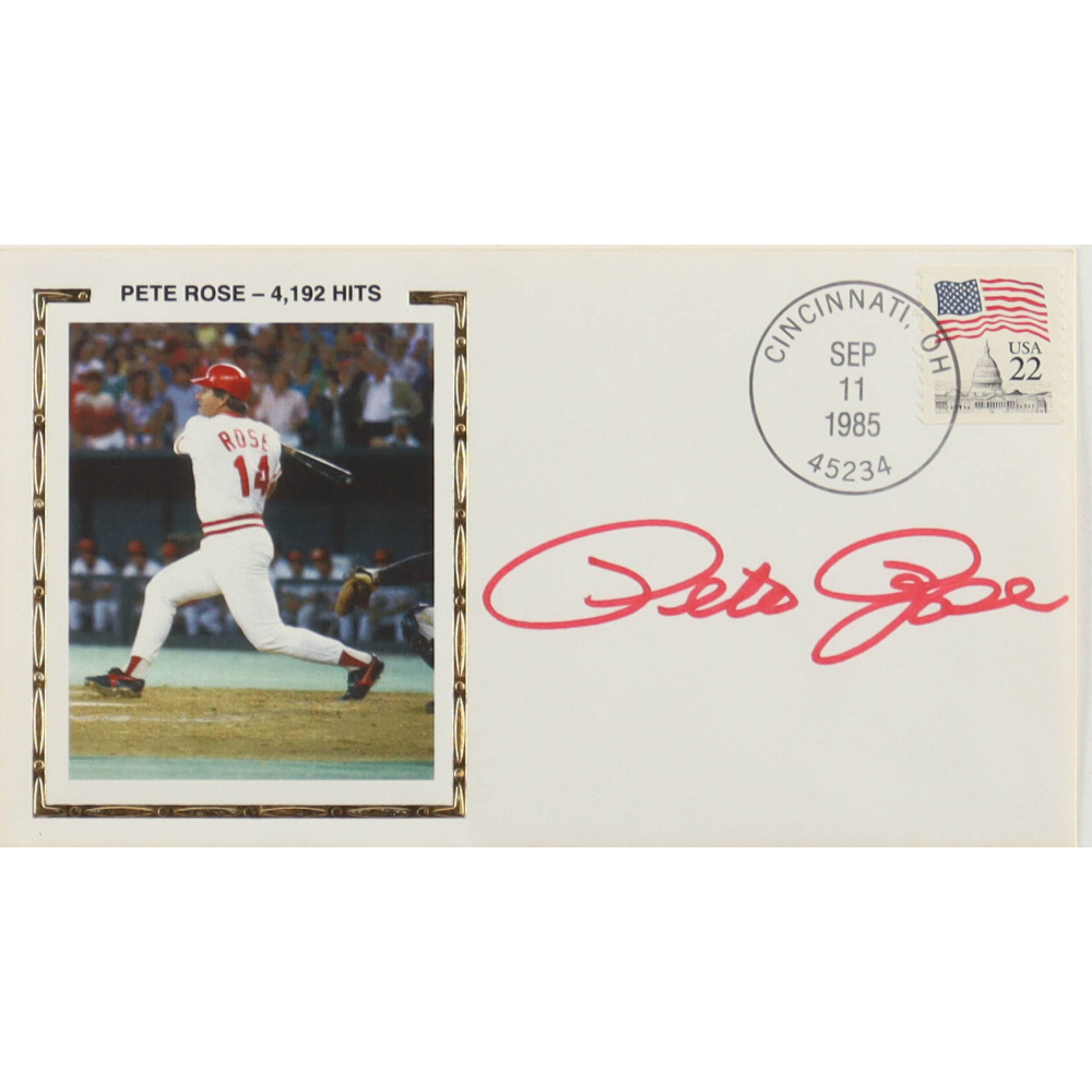 Pete Rose Signed Reds 1985 FDC Envelope (PSA) at PristineAuction.com
