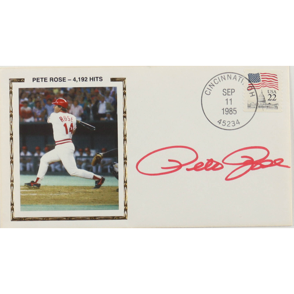 Pete Rose Signed Reds 1985 FDC Envelope (PSA) at PristineAuction.com