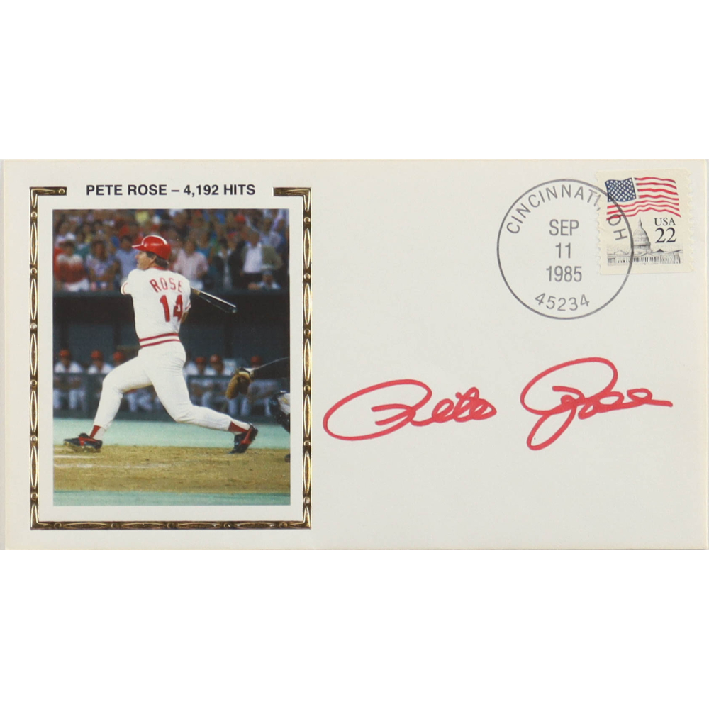 Pete Rose Signed Reds 1985 FDC Envelope (PSA) at PristineAuction.com