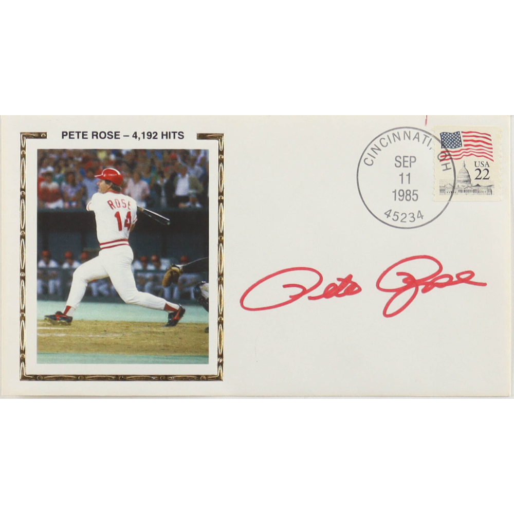 Pete Rose Signed Reds 1985 FDC Envelope (PSA) at PristineAuction.com