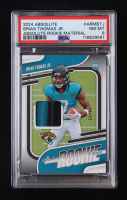 Brian Thomas Jr. 2024 Absolute Absolute Rookie Materials Holo Silver #11 RC #20/49 (PSA 8) at PristineAuction.com