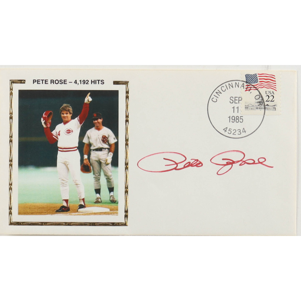 Pete Rose Signed Reds 1985 FDC Envelope (PSA) at PristineAuction.com