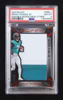 Brian Thomas Jr. 2024 Panini Black Sizeable Rookie Memorabilia Citrine #14 RC #35/50 (PSA 8) at PristineAuction.com