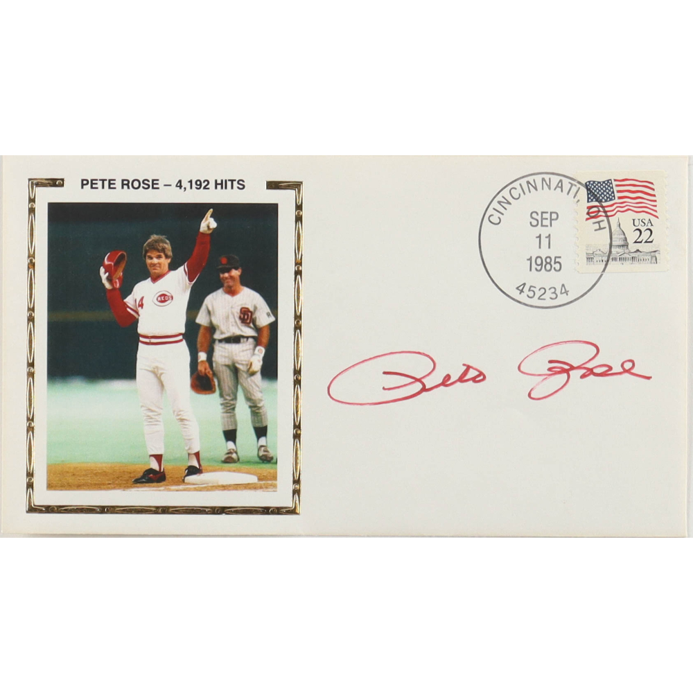 Pete Rose Signed Reds 1985 FDC Envelope (PSA) at PristineAuction.com