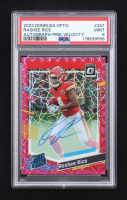 Rashee Rice 2023 Donruss Optic Rated Rookies Autographs Pink Velocity #257 RC #36/50 (PSA 9) at PristineAuction.com