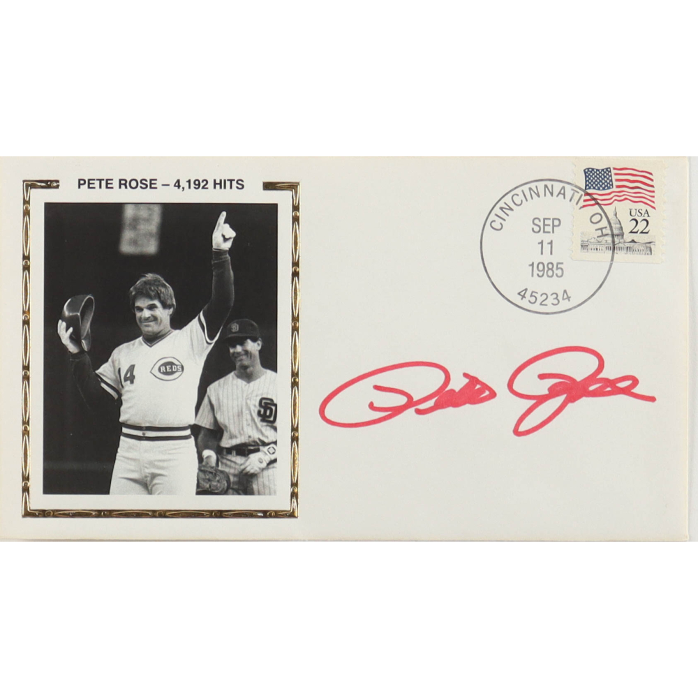 Pete Rose Signed Reds 1985 FDC Envelope (PSA) at PristineAuction.com