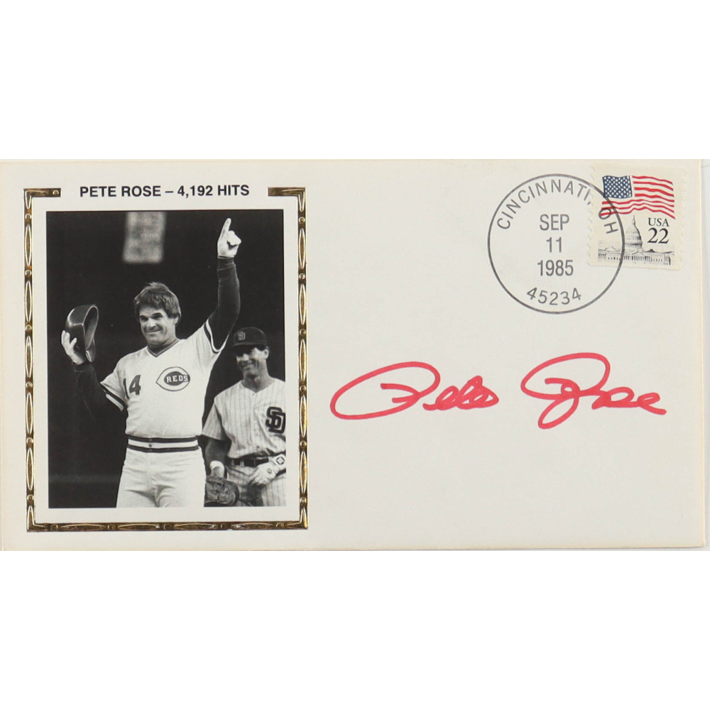 Pete Rose Signed Reds 1985 FDC Envelope (PSA) at PristineAuction.com