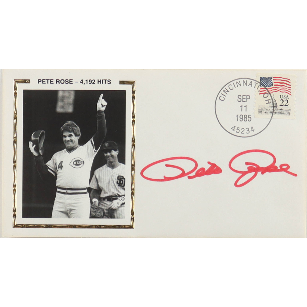 Pete Rose Signed Reds 1985 FDC Envelope (PSA) at PristineAuction.com