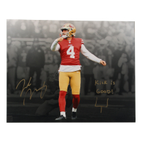 Jake Moody Signed 49ers 16x20 Photo Inscribed "Kick is Good!" with Hand-Drawn Sketch (Playball Ink) at PristineAuction.com