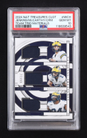 Kris Jenkins / JJ McCarthy / Blake Corum 2024 Panini National Treasures Collegiate Team Trio Materials #4 RC #77/99 (PSA 10) at PristineAuction.com