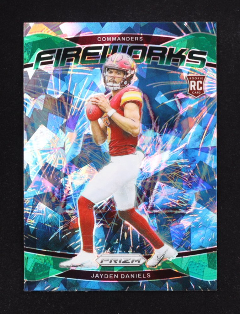 Jayden Daniels 2024 Panini Prizm Fireworks Prizms Green Ice #24 RC