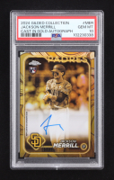 Jackson Merrill 2024 Topps Chrome Gilded Collection Cast in Gold Autographs #GOLDMER RC #141/199 (PSA 10) at PristineAuction.com