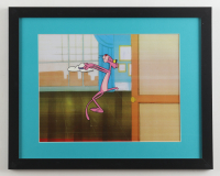 Original Production "Pink Panther" 12x15 Custom Framed Hand-Painted Animation Cel Display with Production Drawing at PristineAuction.com