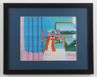 Original Production "Pink Panther" 12x15 Custom Framed Hand-Painted Animation Cel Display with Production Drawing at PristineAuction.com