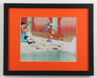Original Production "Pink Panther" 12x15 Custom Framed Hand-Painted Animation Cel Display with Production Drawings at PristineAuction.com